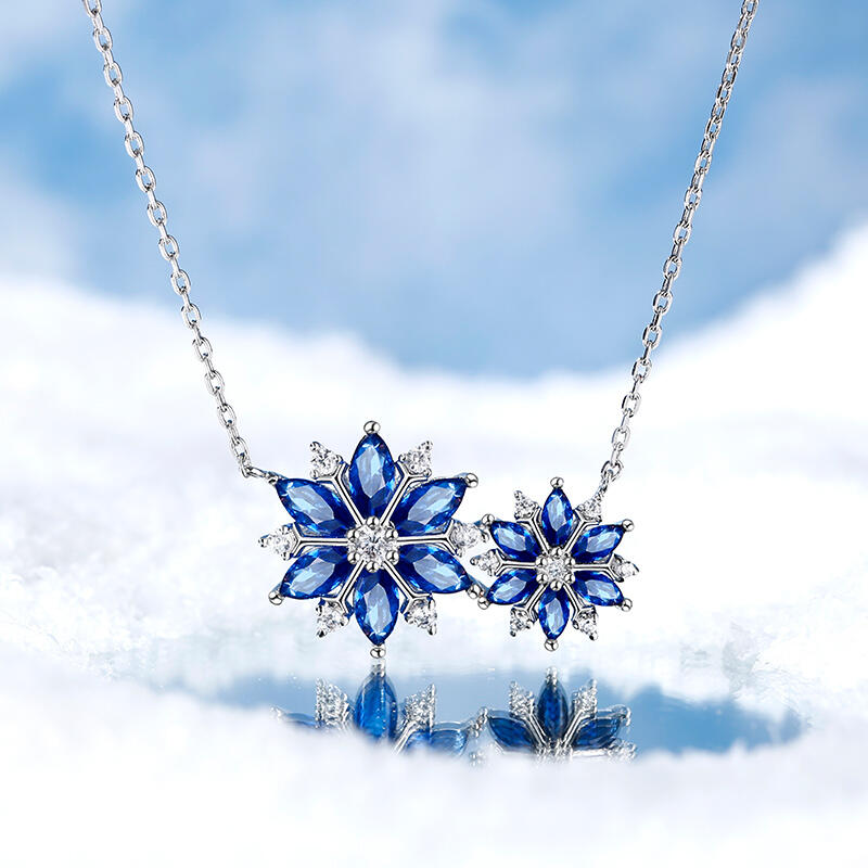 Jeulia "Fancy Snowflake" Marquise Cut Sterling Silver Necklace