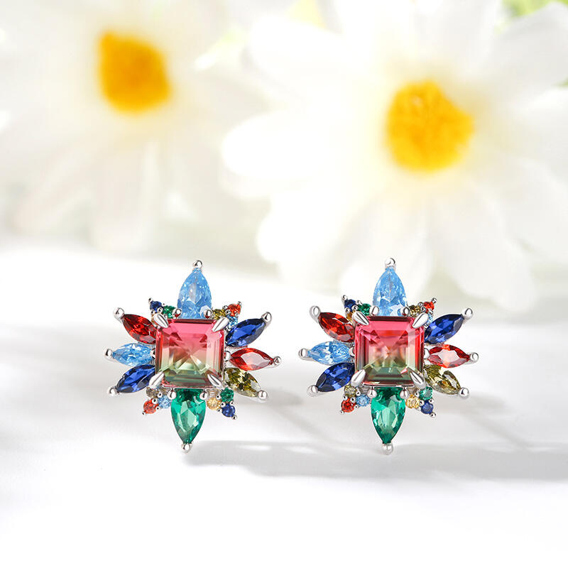 Jeulia "Blazing with Color" Sterling Silver Jewelry Set