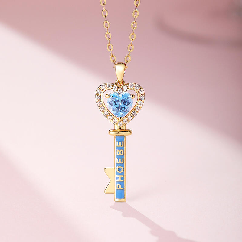 Jeulia "Heart Key" Personalized Sterling Silver Necklace