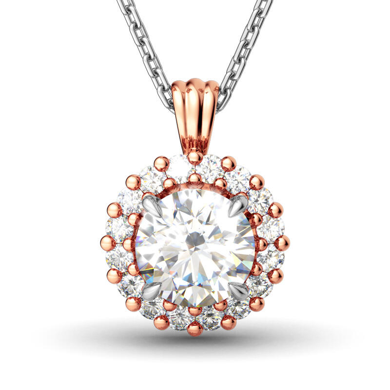 Jeulia Two Tone Halo Round Cut Jewelry Set