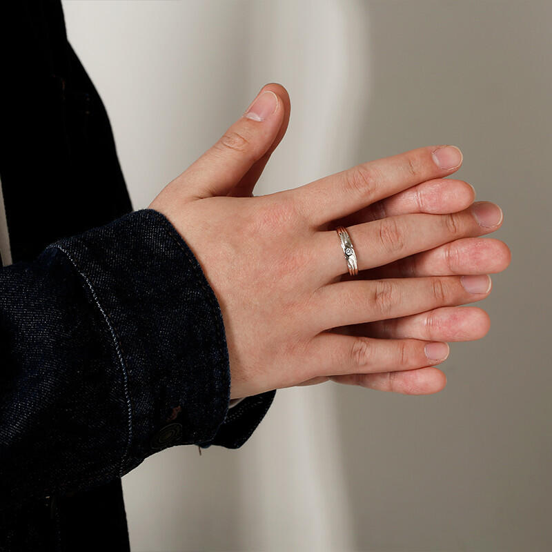 "My Hope My Inspiration " Asymmetric Men's Wedding Ring