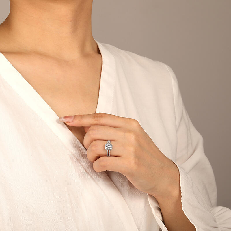 "As If In Love" Round Cut Halo Engagement Ring