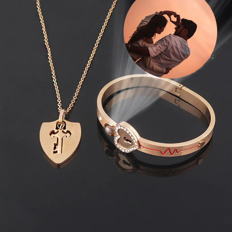 写真入れ 投影 ブレスレット ネックレス 同心ロック ロック 鍵