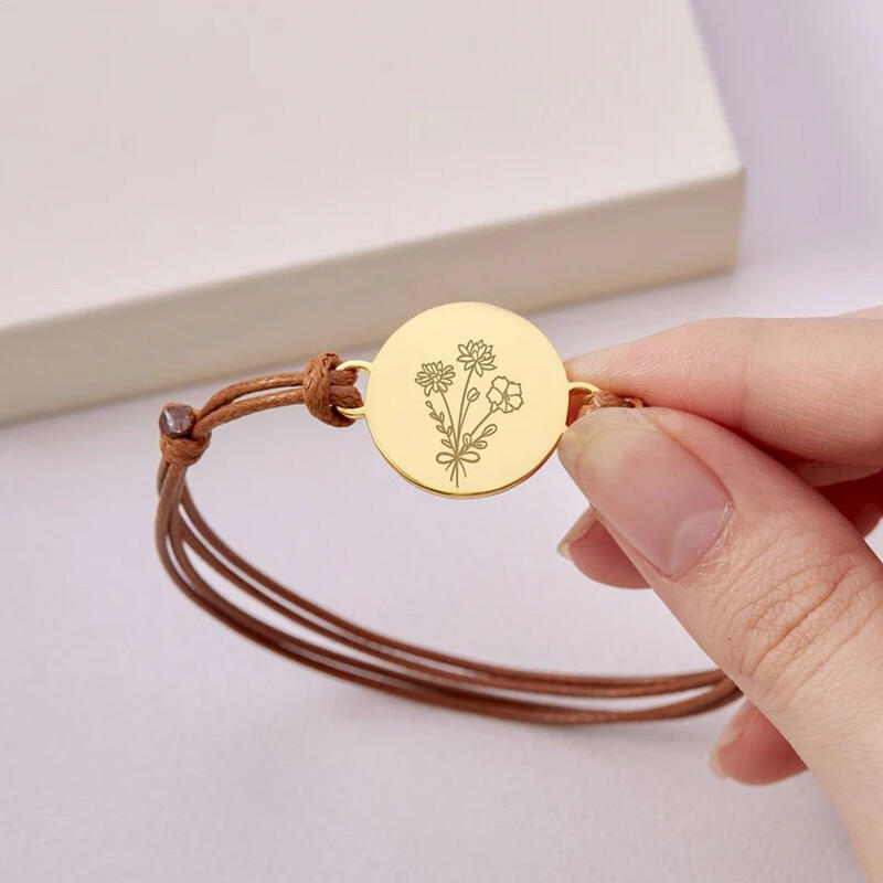 Personalized Birthday Flower Bracelet Warm Mother's Day Gift