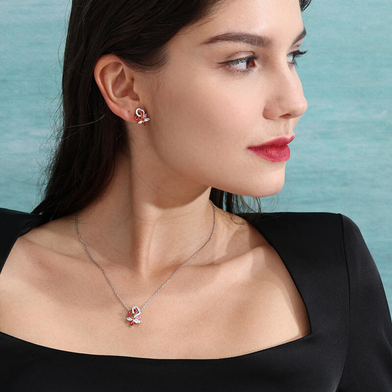 Jeulia "Soulmate" Double Heart Sterling Silver Stud Earrings