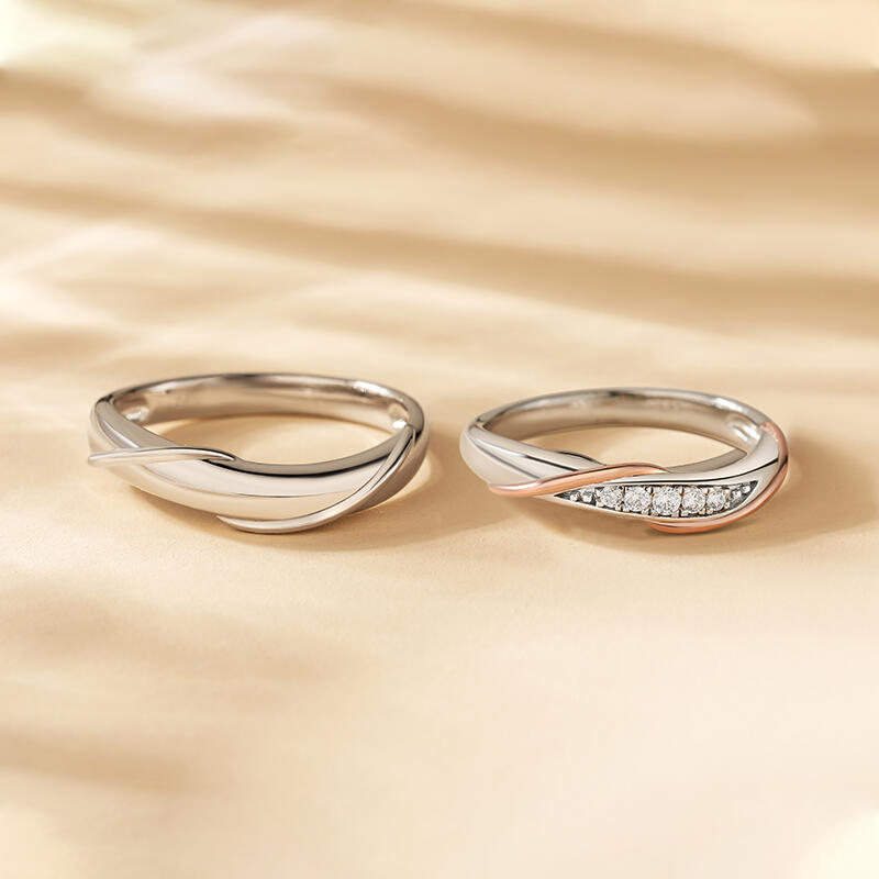 Jeulia Anillos de Pareja con Torsión Simple en Plata Esterlina
