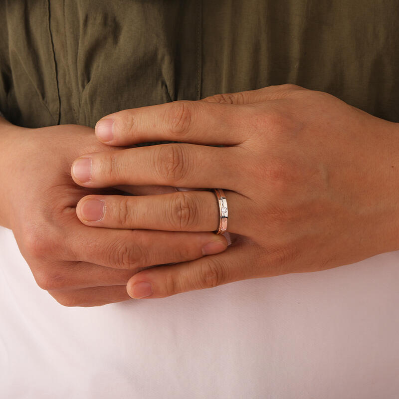 Jeulia Anillos de Pareja de Boda Clásicos Bicolor en Plata de Ley