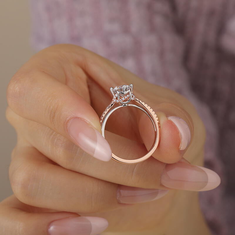 Jeulia Two-Tone Twist Infinity Engagement Ring Sterling Silver