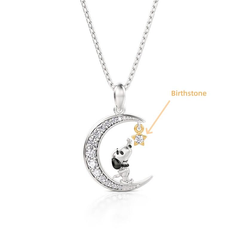 Jeulia “Puppy Picks Stars” Custom Moon Dog Birthstone Necklace