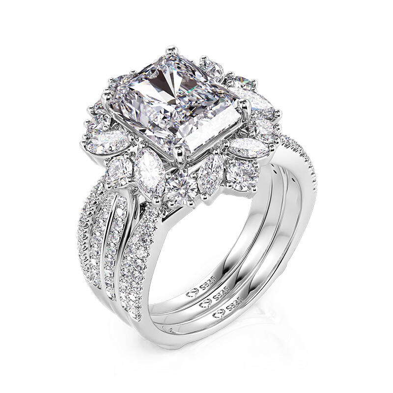 Jeulia Inset Gorgeous Sterling Silver Wedding Ring Set