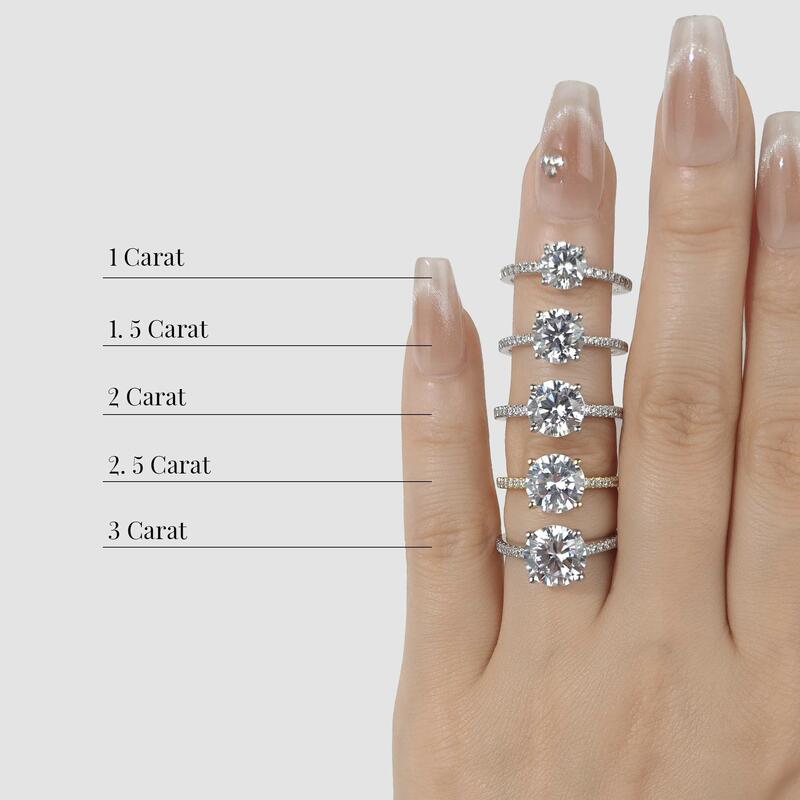 "Liebe ist Licht" 2 Karat Rund-Schliff Seitenstein-Verlobungsring