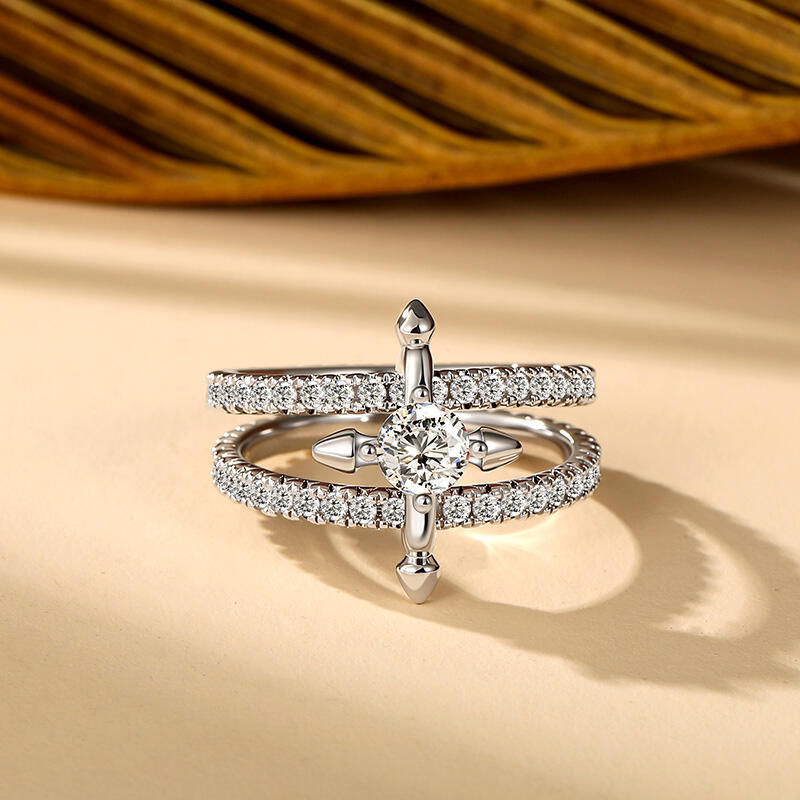 Jeulia Custom Double Row Floating Round Cut Birthstone Ring