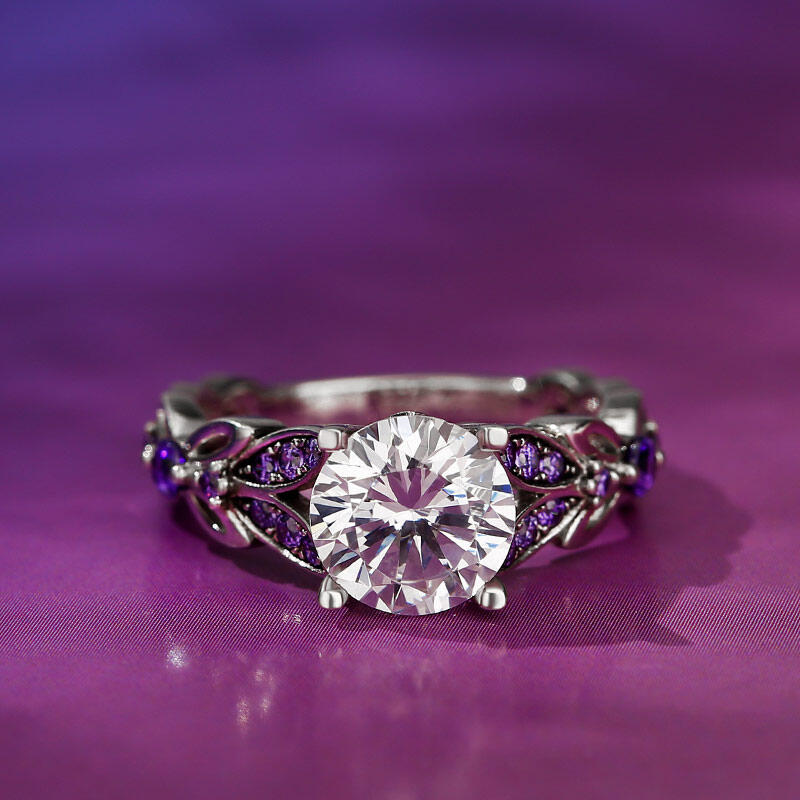 Jeulia Anillo De Talla De Mariposa Redonda En Plata De Ley