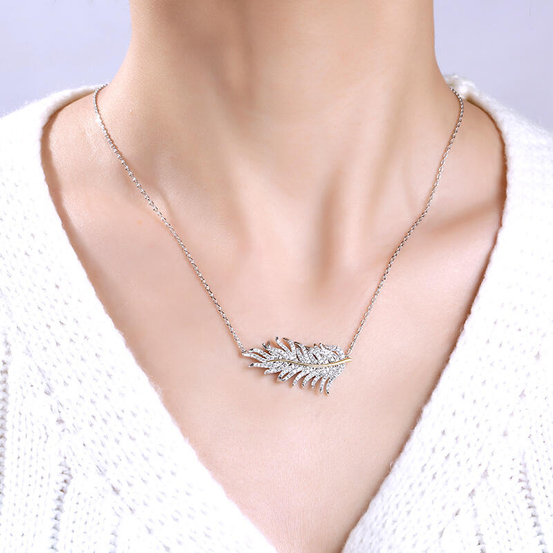 Jeulia Due Tonalità Penna Collana In Argento Sterling