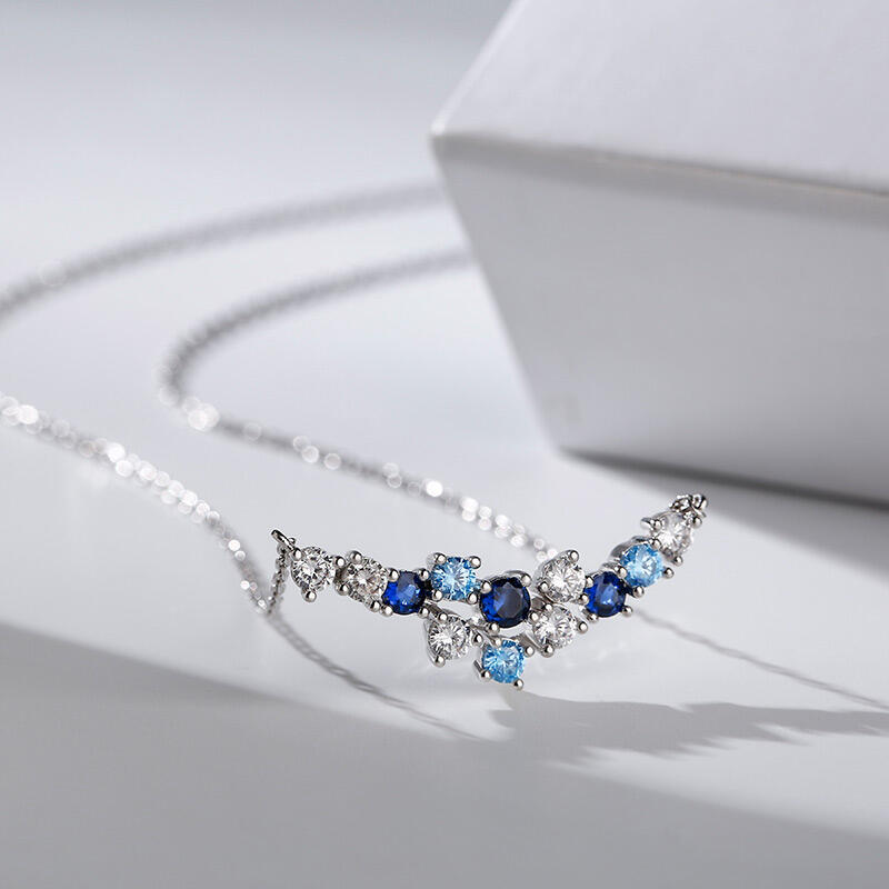 Jeulia "Luz del cielo estrellado" Collar de plata de ley de talla redonda multicolor