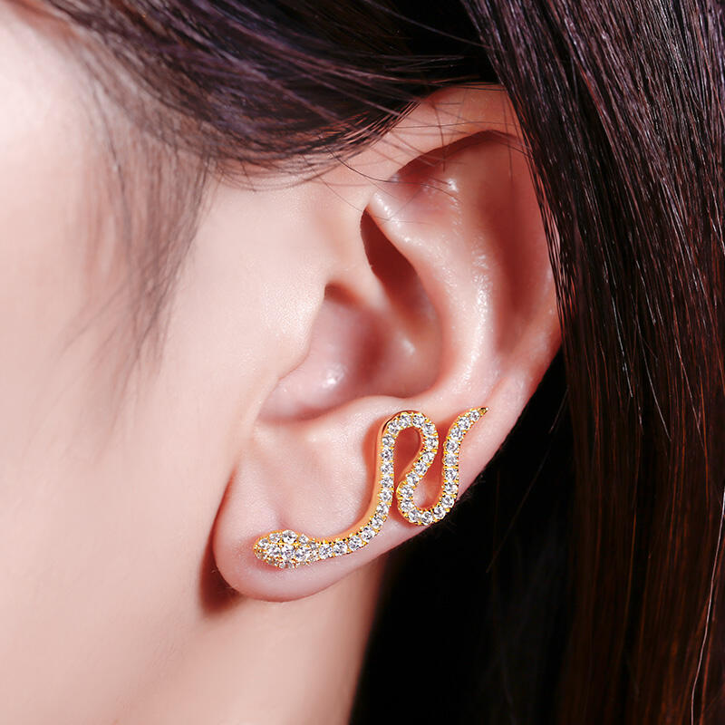 Jeulia Serpiente Pendientes Personalizado Plata De Ley