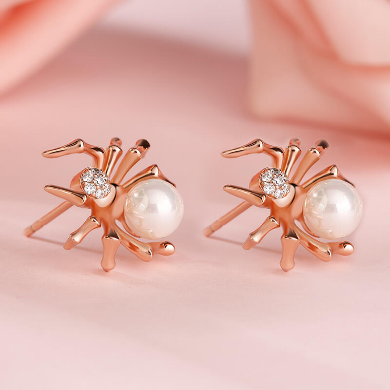 Jeulia Spider Design Cultured Pearl Sterling Silver Earrings