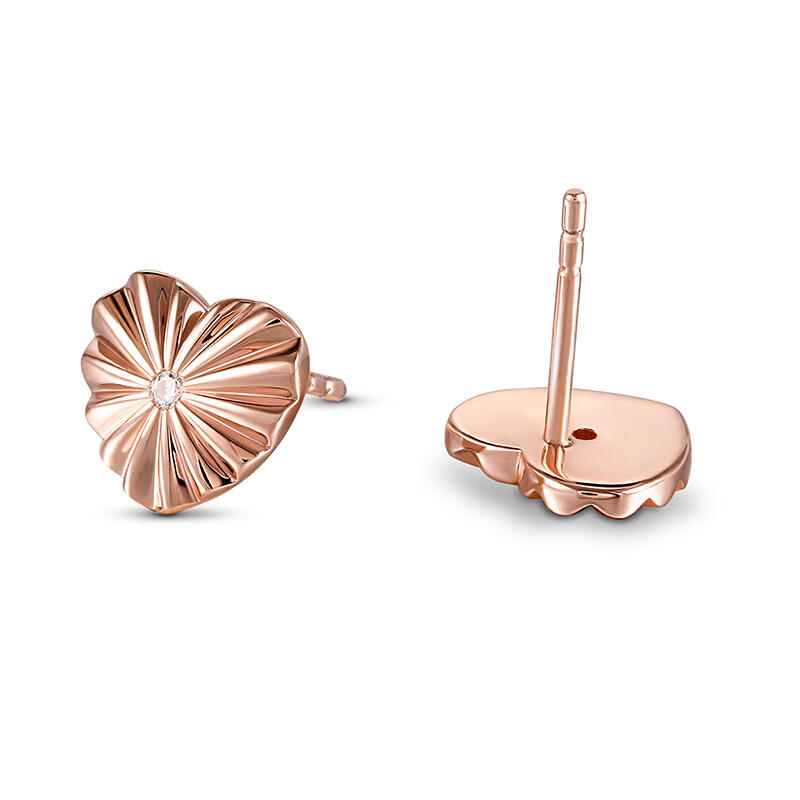 Jeulia "Love Edge" Heart Sterling Silver Children's Earrings