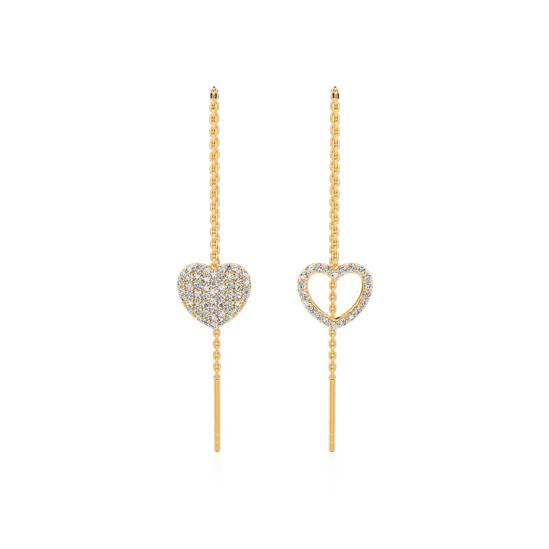 Jeulia "Dangle Heart" Sterling Silver Threader Earrings