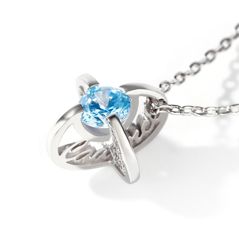 Jeulia Personalized Round Cut Sterling Silver Necklace