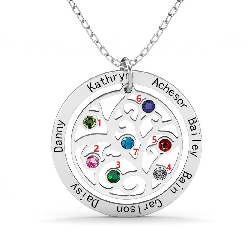 Jeulia Family Tree Necklace with Birthstones Sterling Silver