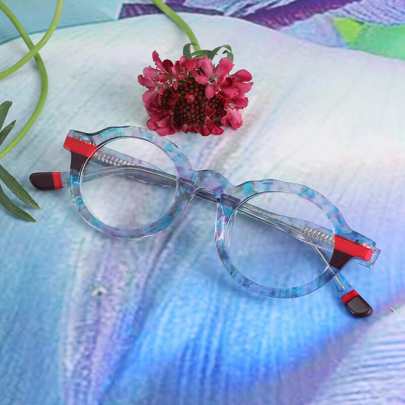 Angie Round Blue Glasses