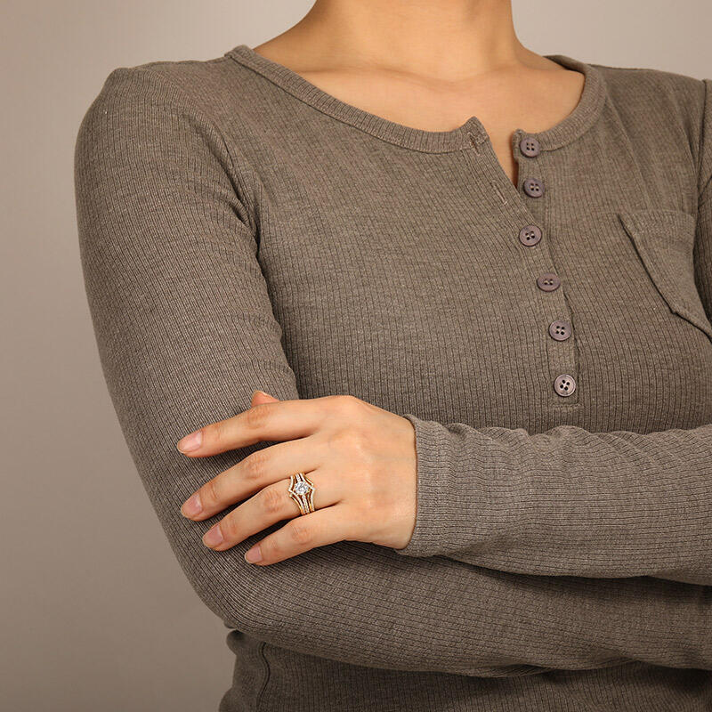 "Stand By Your Side" Round Cut 3pcs Bridal Set