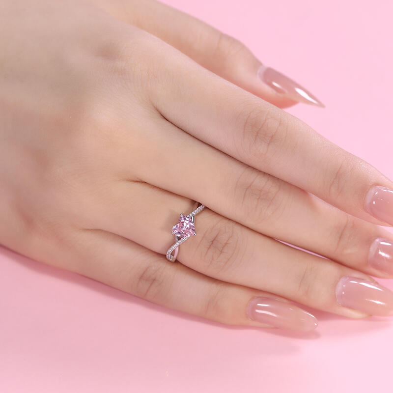 Jeulia Anillo 10K/14K/18K Personalizado de Plata de Ley con Corte de Corazón y Diseño de Torsión