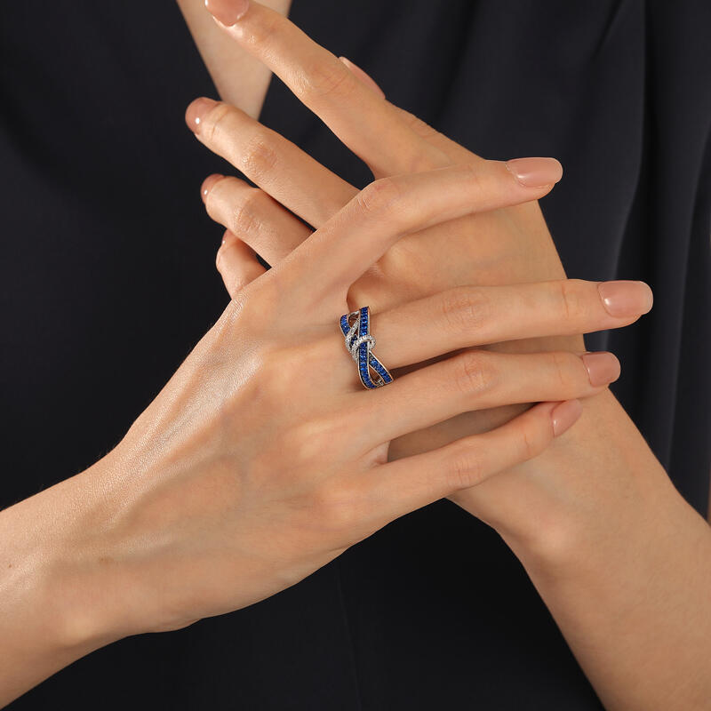 Jeulia Anillo Eternidad Cruzado Inspirado en Nudos para Mujer