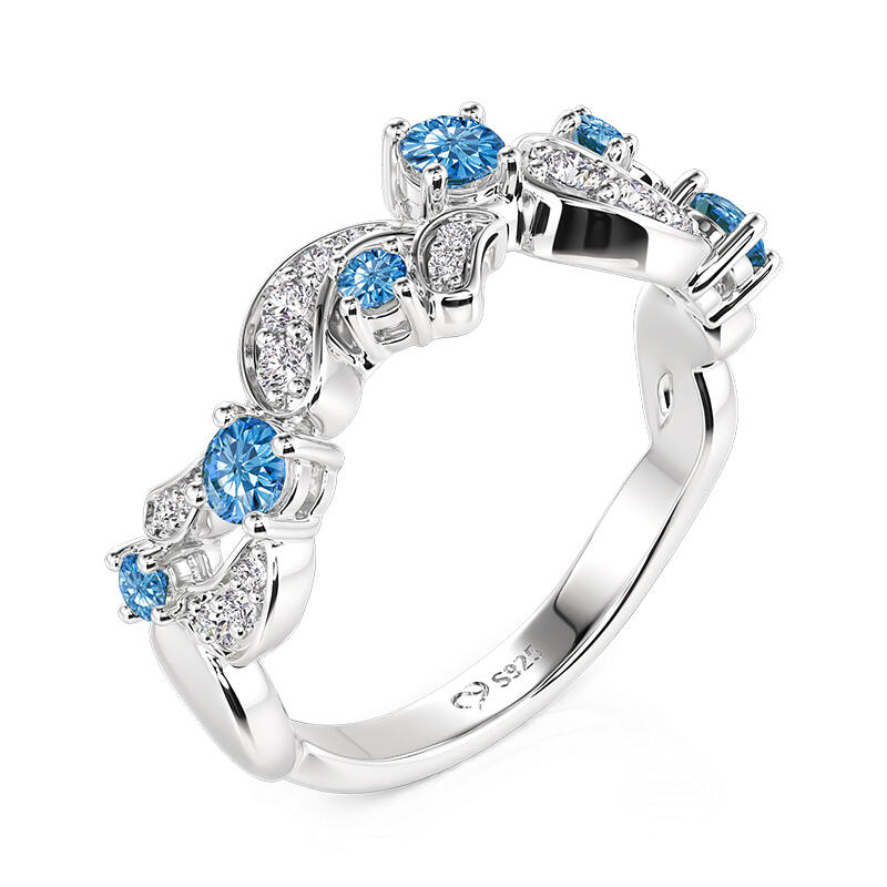 Jeulia Bague Vague avec Pierre de Naissance Personnalisée en Argent Sterling