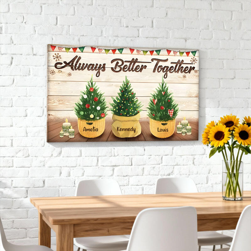 Personalisierte Wanddekoration aus Leinwand mit Namen und Topfpflanzen Tolles Weihnachtsgeschenk