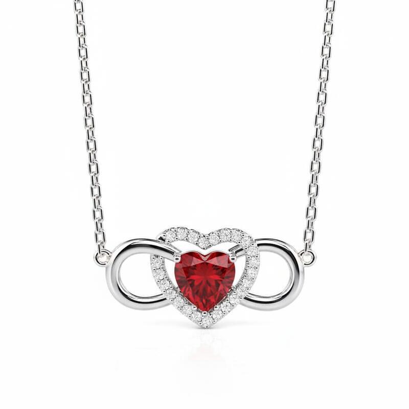 Jeulia Custom Infinity Heart Necklace with Birthstone