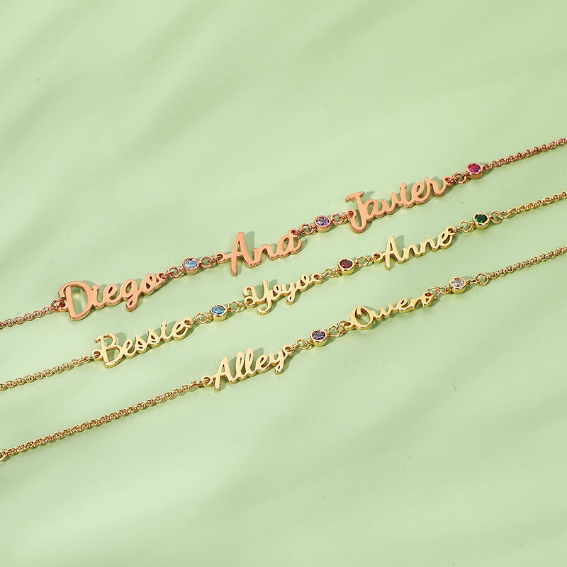 "Ti Accompagno" Bracciale Personalizzato Con Nome E Pietra Di Nascita