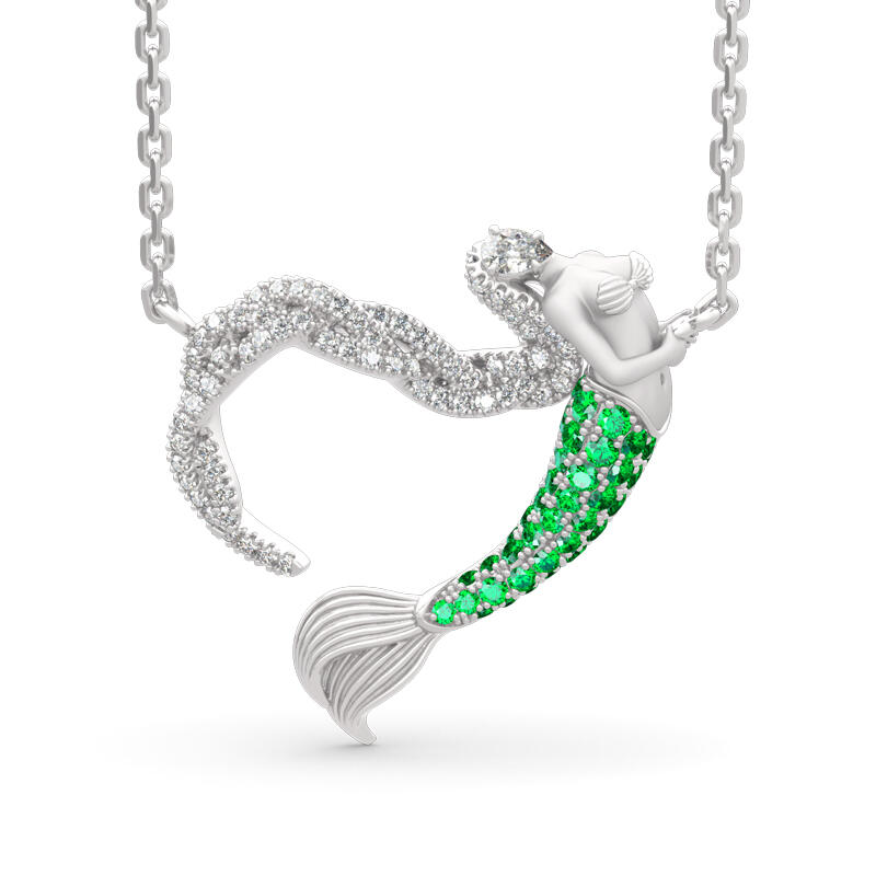 Jeulia "Ocean's Light" Sterling Silver Mermaid Gift Necklace for Valentine's Day