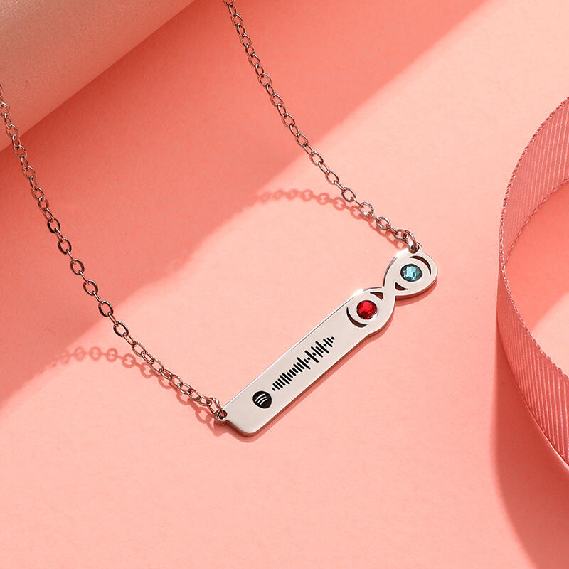 Jeulia Scannable Spotify Code Stainless Steel Necklace With Birthstone