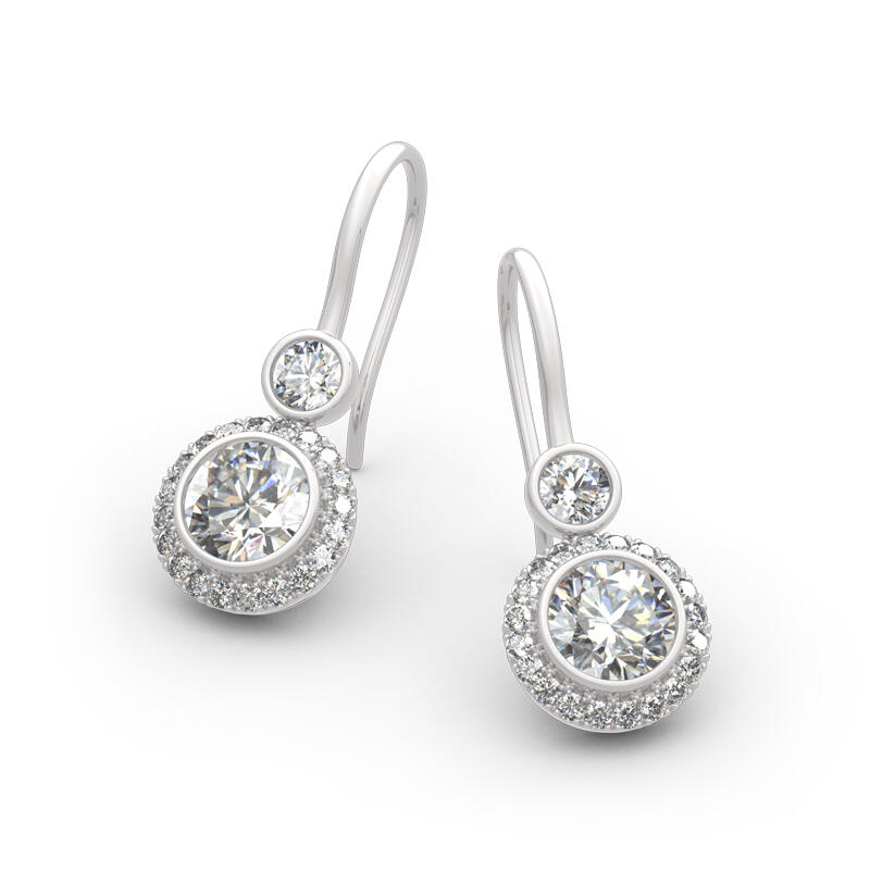 Jeulia Halo Round Cut Sterling Silver Drop Earrings