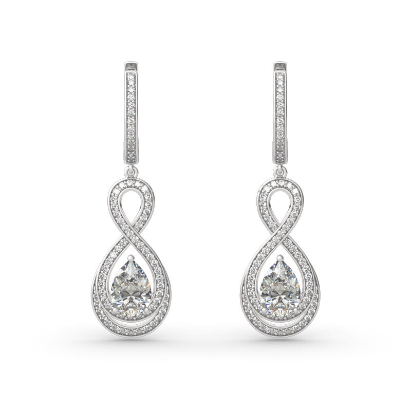 Jeulia Boucles d'Oreilles Pendentif Amour Infini en Argent Sterling Coupe Poire