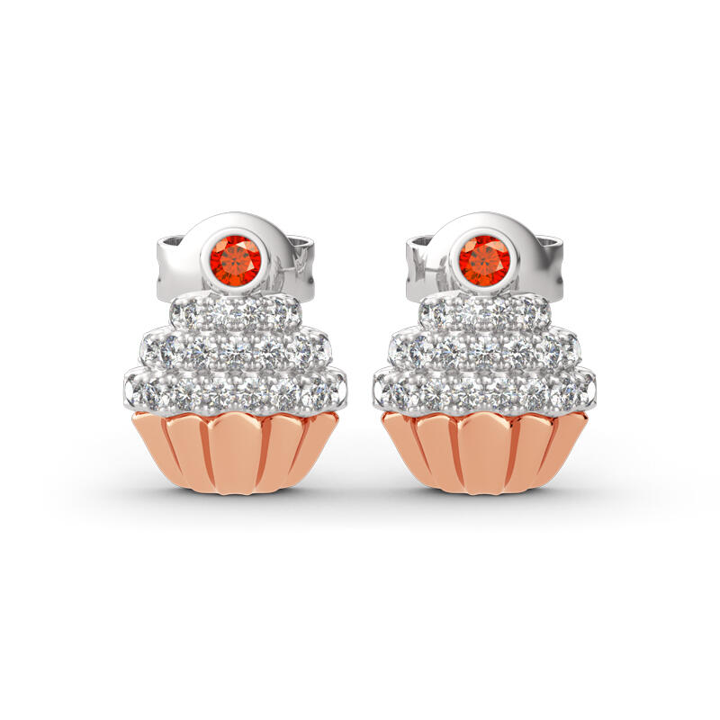 Jeulia Aretes de plata de ley con diseño de cupcake dulce