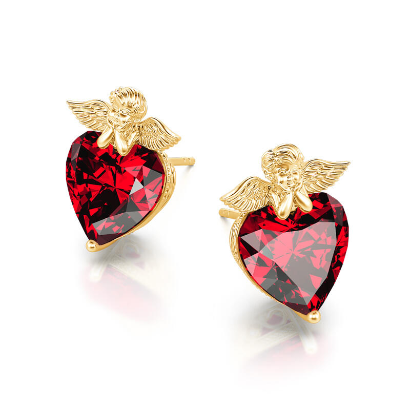 Jeulia "The God of Love" Cupid Heart Cut Sterling Silver Stud Earrings
