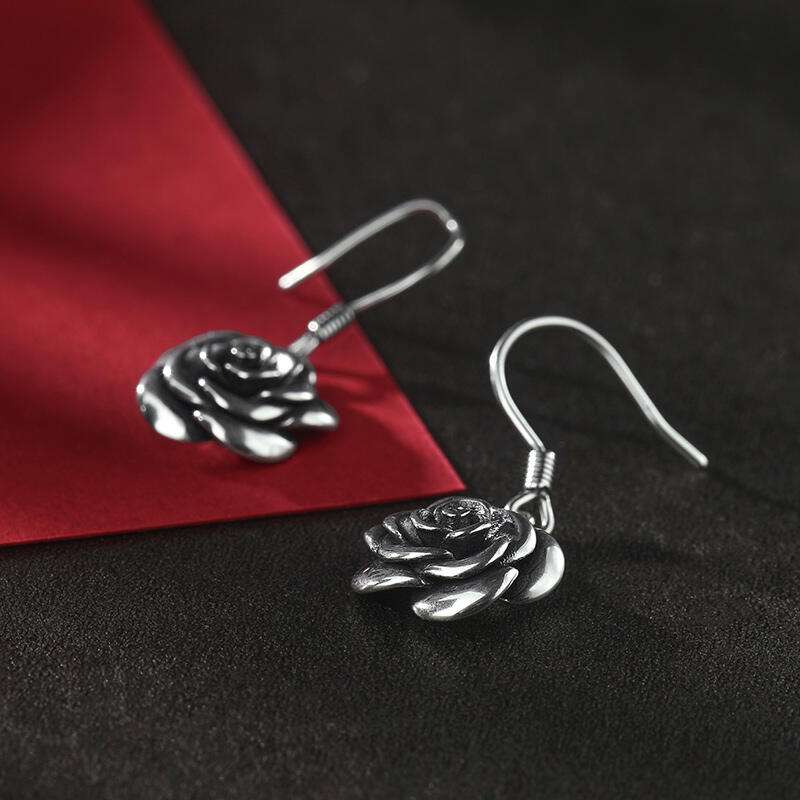 Jeulia "Blooming Rose" Flower Sterling Silver Earrings