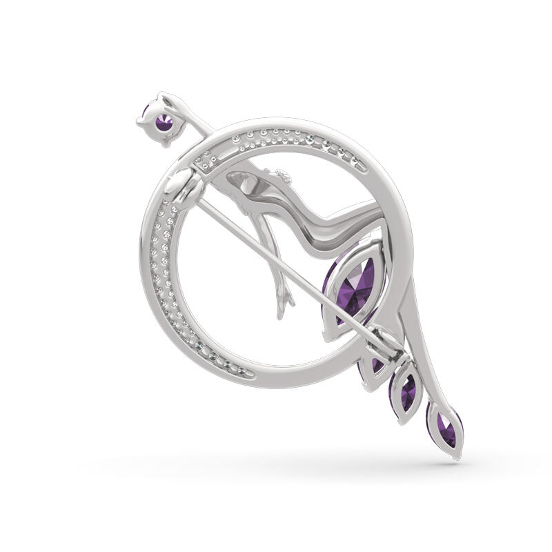 Jeulia "Journey Under The Sea" Marquise Cut Sterling Silver Brooch