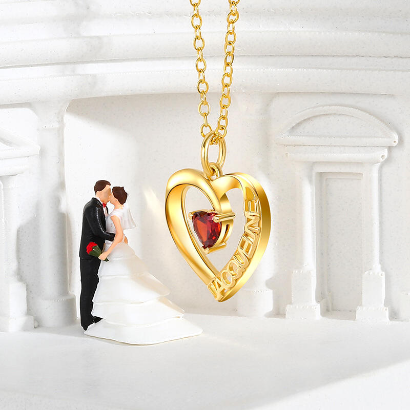 Jeulia Personalized Name Heart Birthstones Sterling Silver Necklace