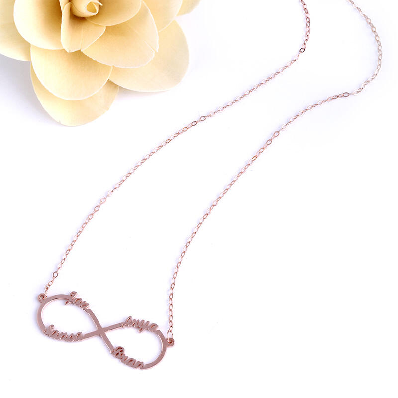 Jeulia Four Name Infinity Necklace Sterling Silver