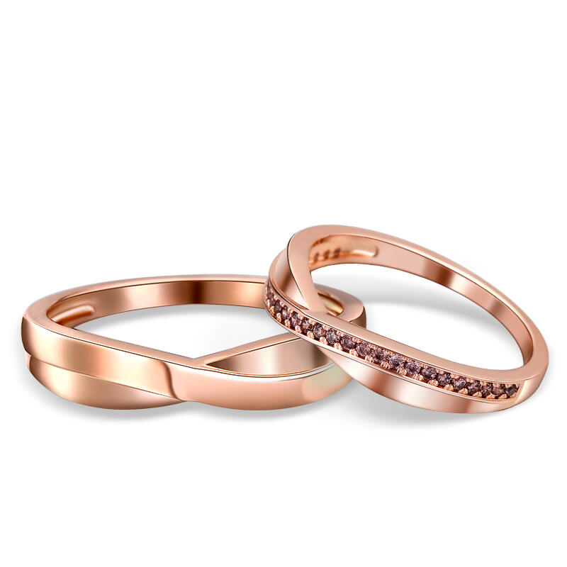 Jeulia Stylish Crossover Sterling Silver Couple Rings