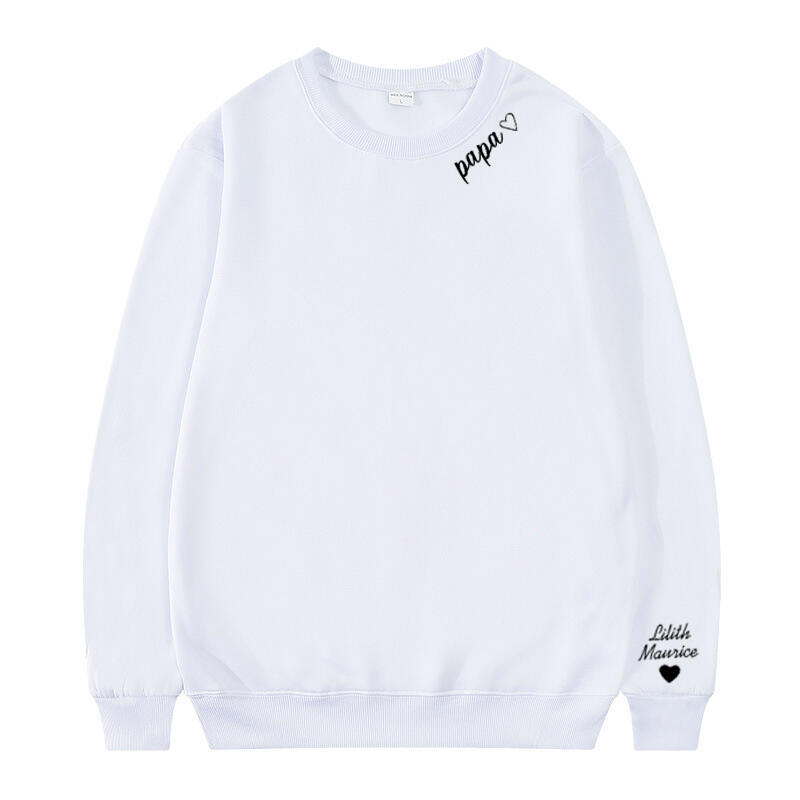 Personalized Sweatshirt Papa Inscription with Custom Name and Date for Father's Day