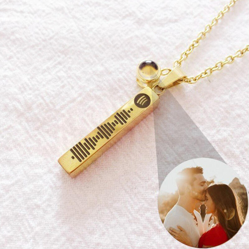 Personalized Photo Projection with Custom Music Spotify Code Necklace
