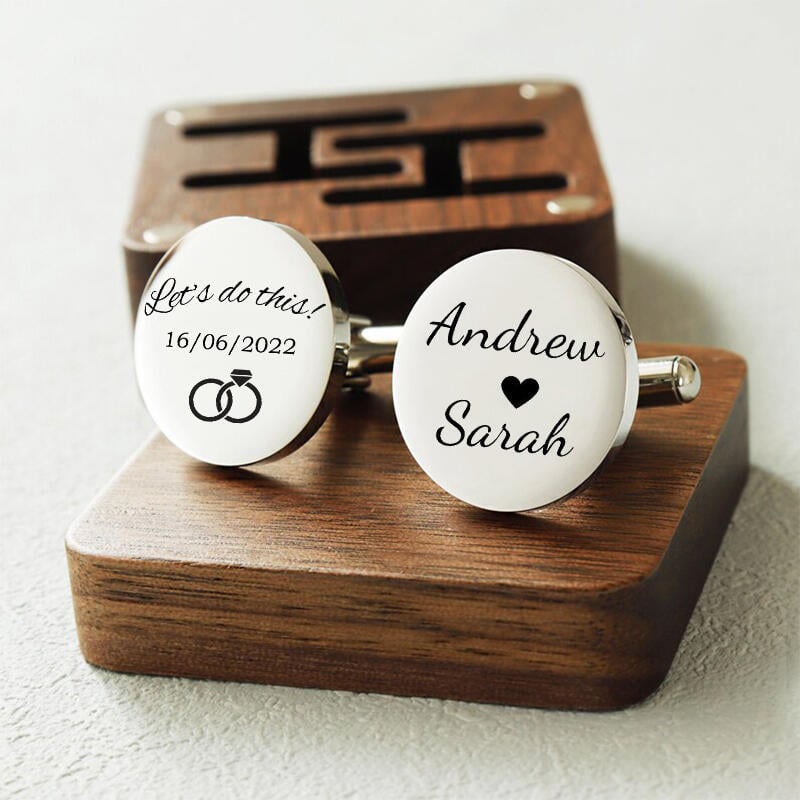 Cufflink Rings Personalized Custom Cufflink Couple Rings with Names Design Meaningful ...