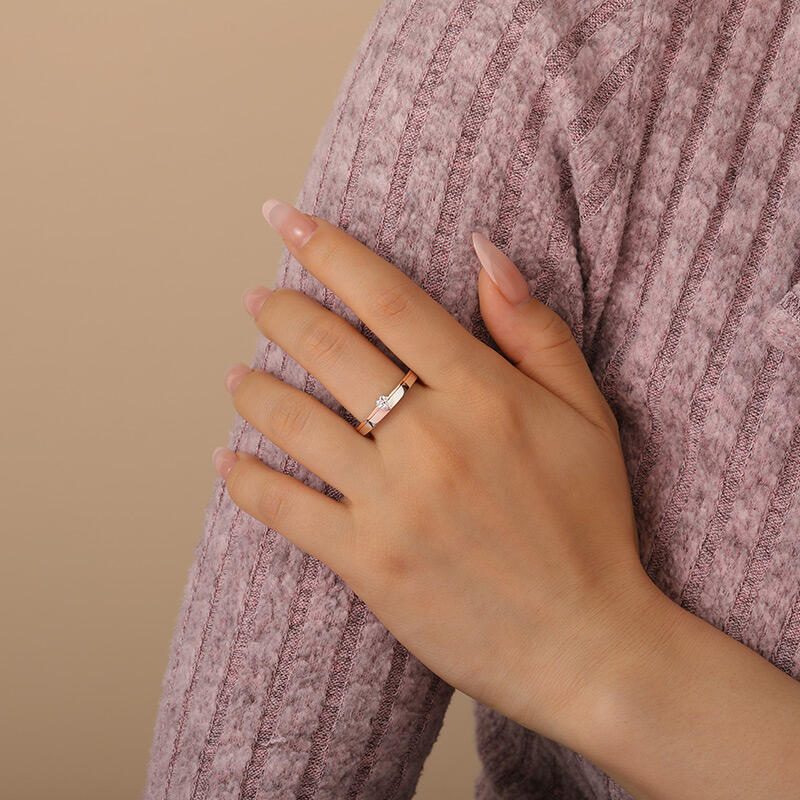 Jeulia Anillos de Pareja de Boda Clásicos Bicolor en Plata de Ley