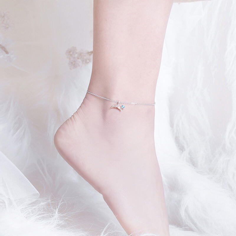 Jeulia Simple Mermaid Tail Sterling Silver Anklet