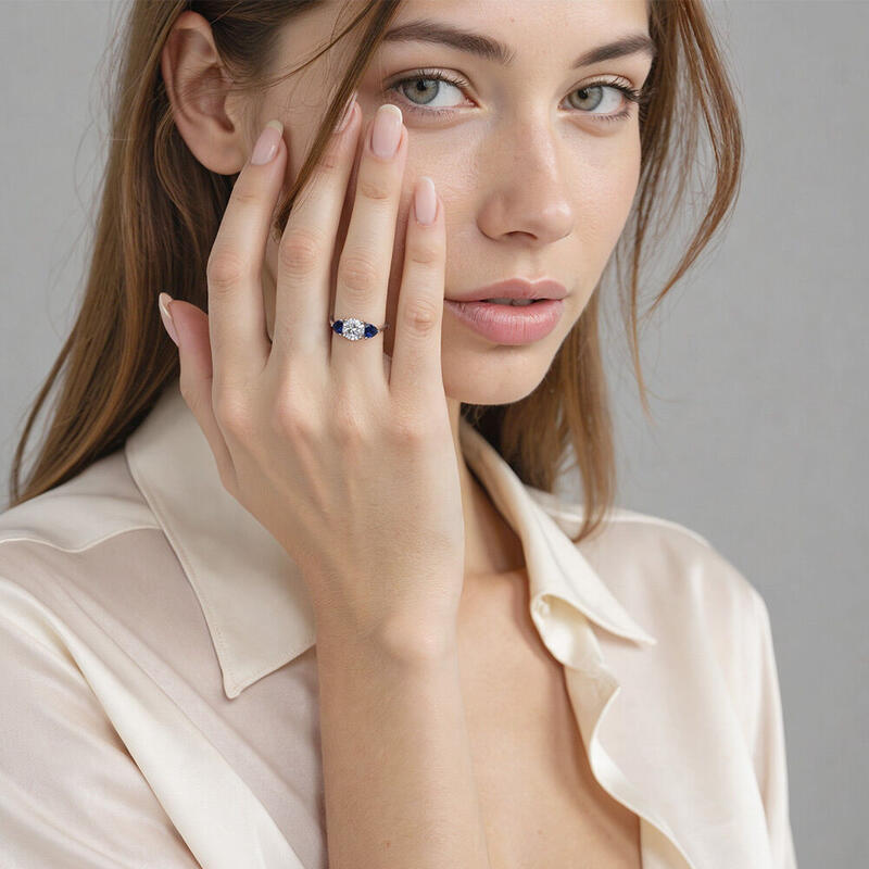 "Just The Two Of Us" Round Cut Three Stone Engagement Ring